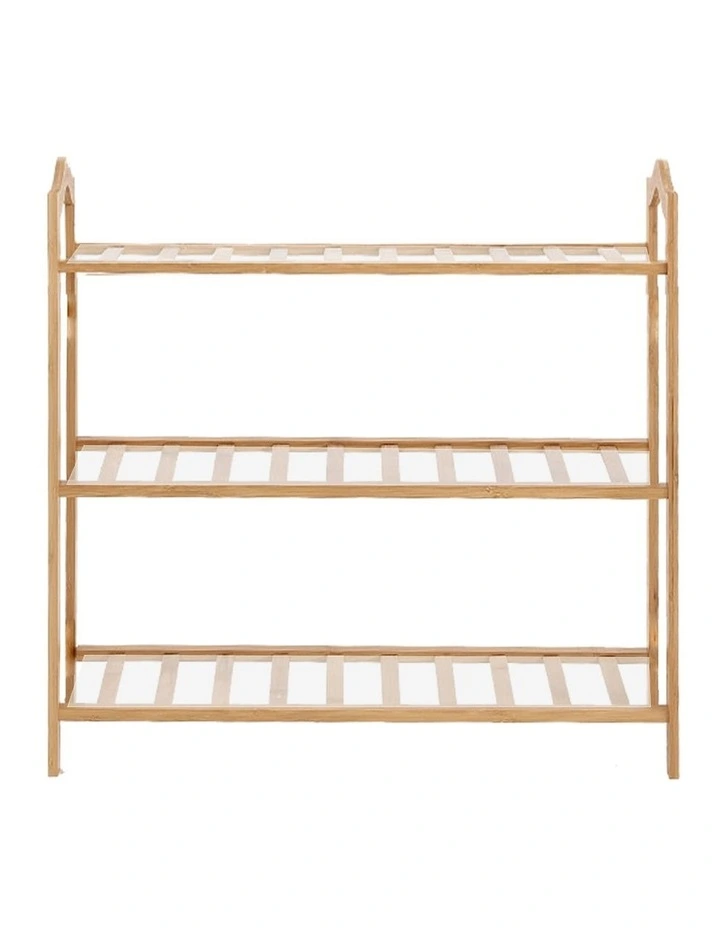 Bamboo Shoe Rack 3 Tiers 80cm in Natural