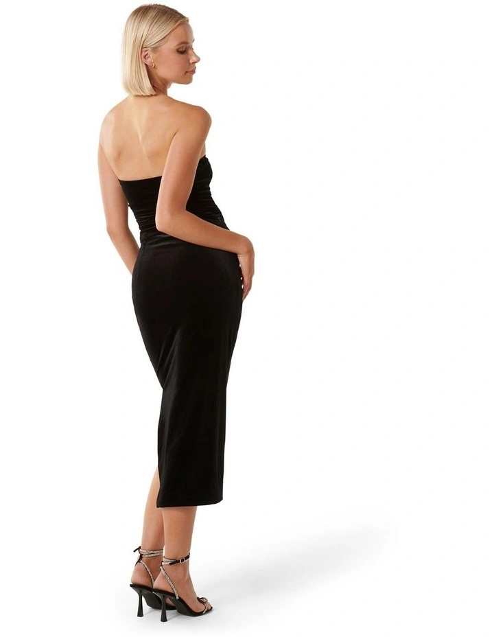 Dana Hanky Hem Velvet Bustier Top in Black