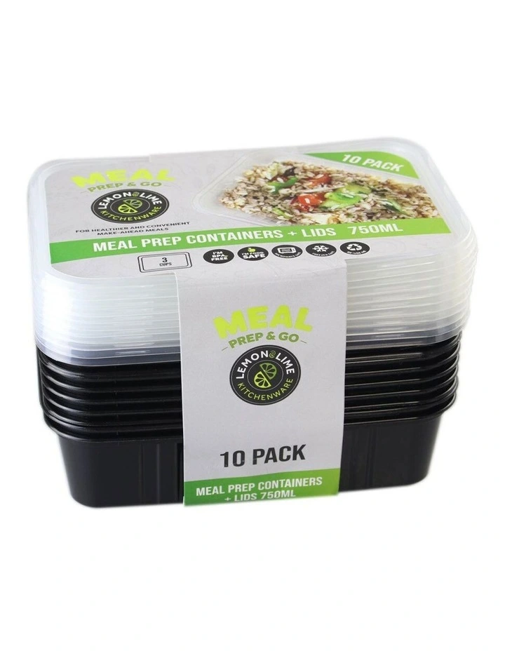 10pc 750ml Meal Prep Reusable Containers/Food Storage Assorted