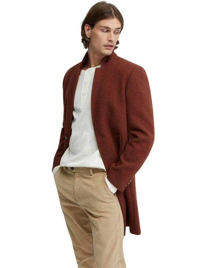 Austin Wool Rich Overcoat in Brick