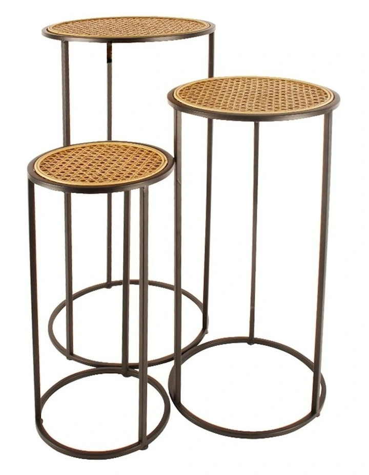 Hendrix Rattan Side Table 3 Piece 50/60/70cm in Black