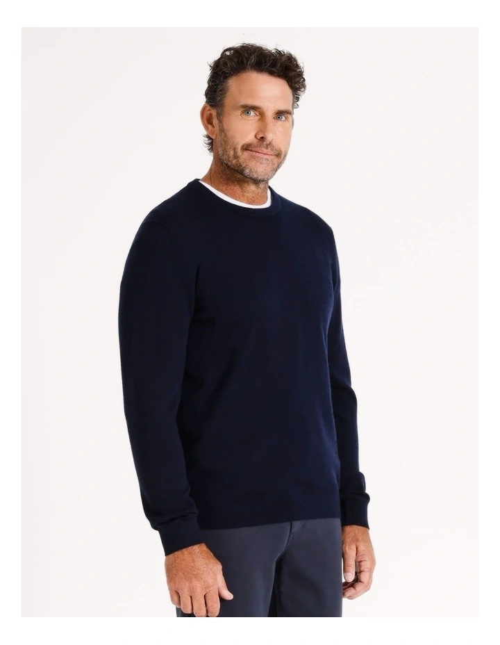 Australian Merino Crew Neck Knit in Navy