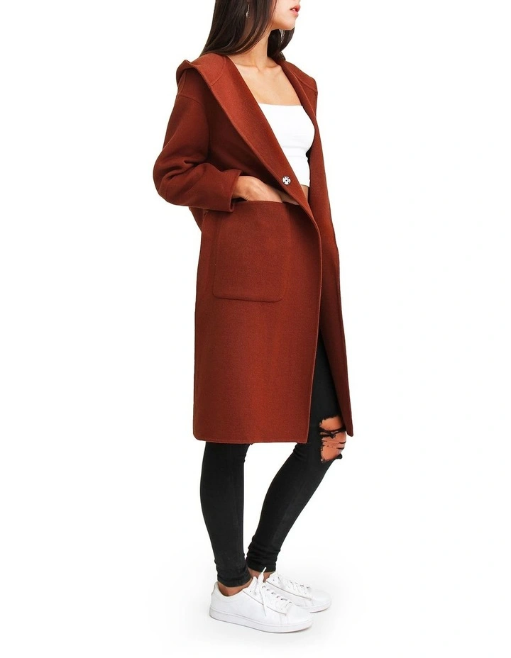 Walk This Way Brick Wool Blend Oversized Coat