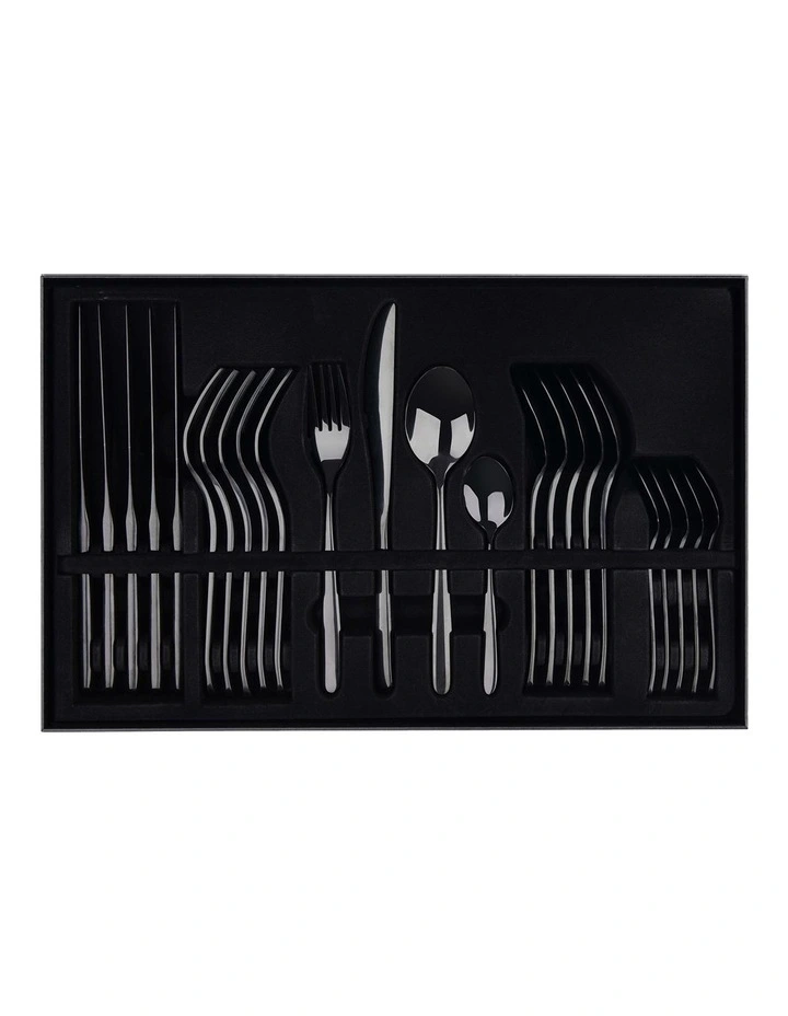 Premium Steel Cutlery Set 24 Piece in Black