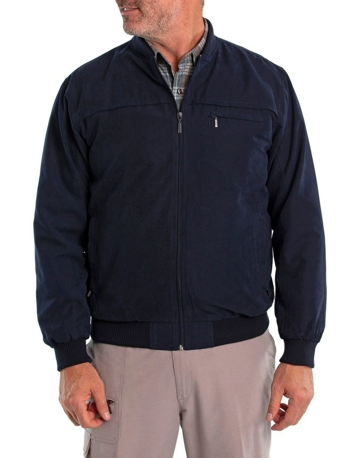 Microfibre Bomber Jacket in Navy