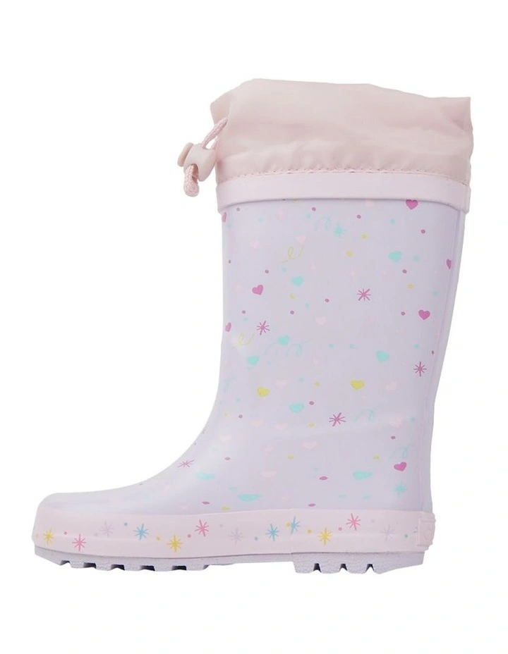 Love Heart Gumboots in Lilac