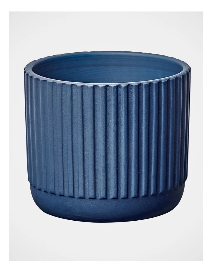 Dakota Ribbed Terracotta Planter Pot 14cm in Navy