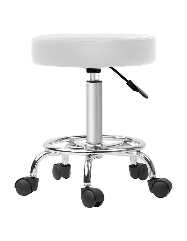 Salon Stool Round Swivel Chair in White