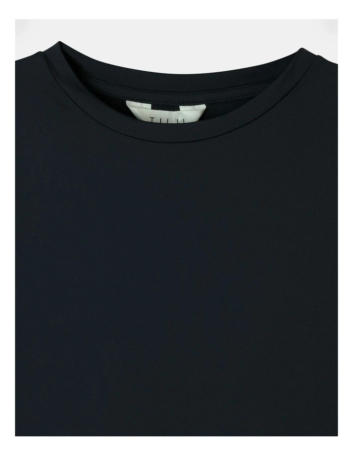 Long Sleeve Soft Lounge Fitted Tee in Steel Blue