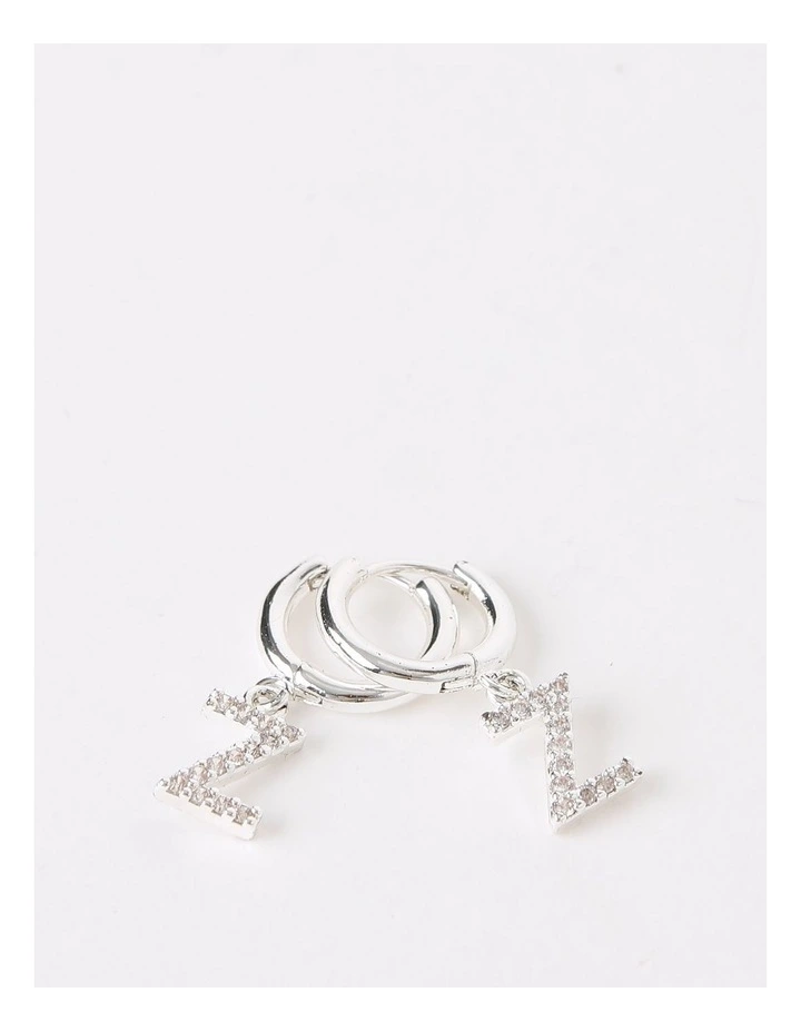 Initial Hoop Earring in Silver