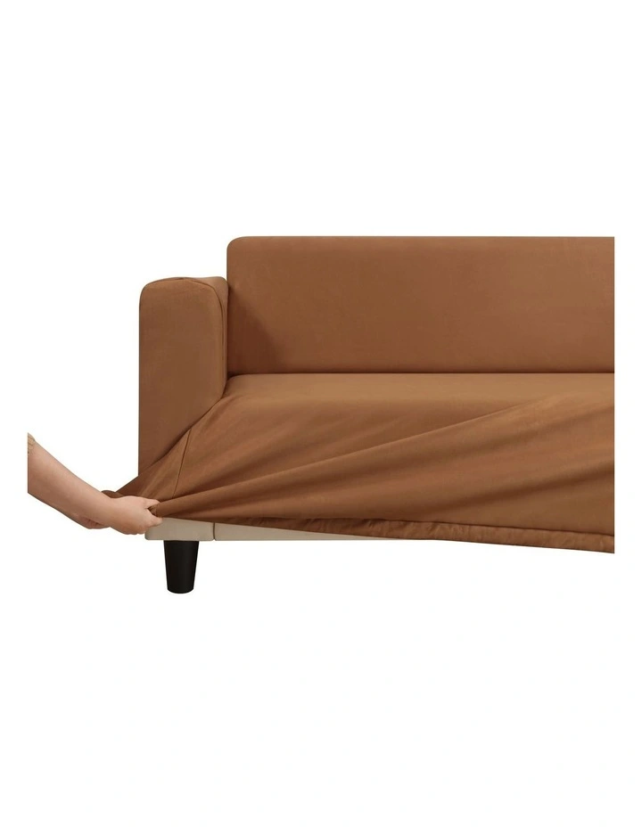 2 Seater Premium Faux Suede Couch Sofa Cover in Rust