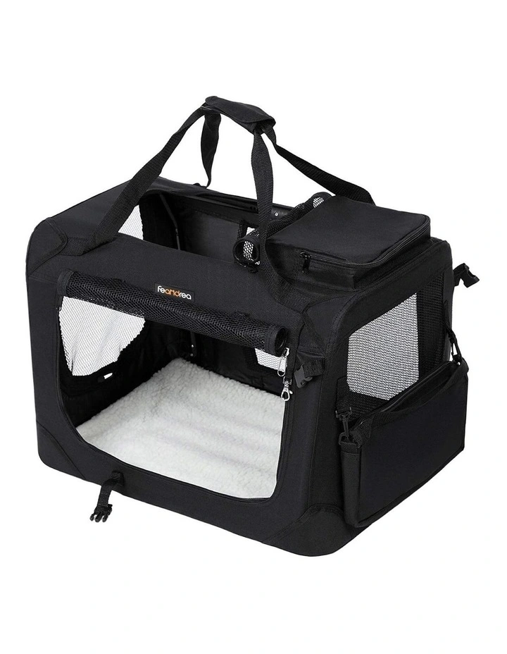 Kennel Transport Box Folding Fabric Pet Carrier 60cm in Black