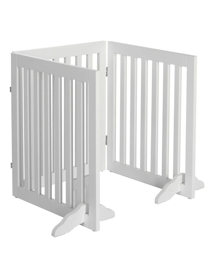 Wooden Freestanding Dog Gate in White