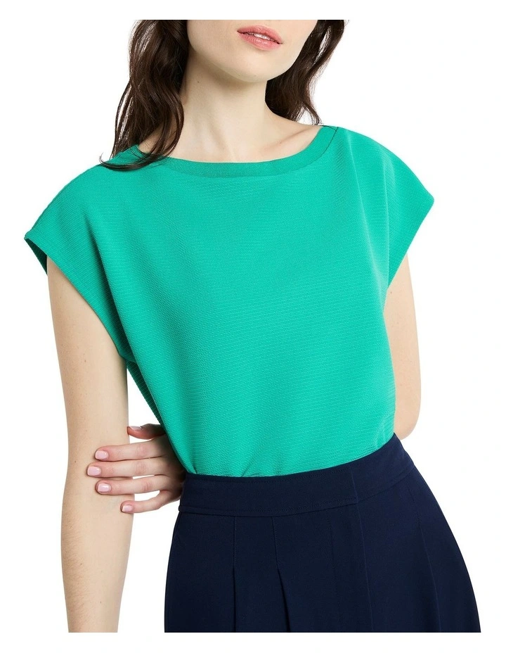 Annette Boat Neck Tee in Evergreen