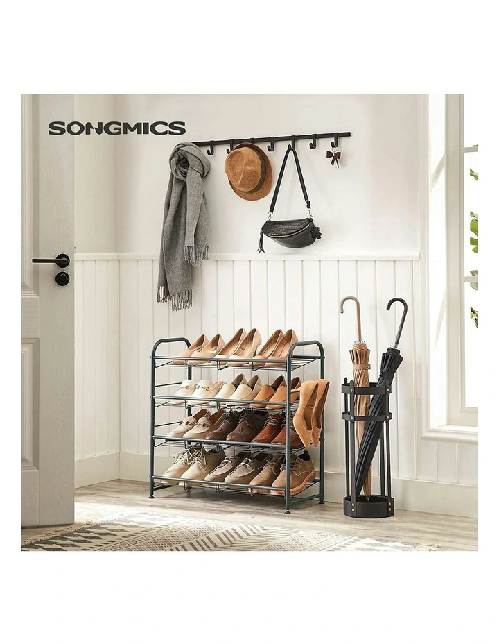 4-Tier Shoe Rack Storage 16 Pairs in Gray