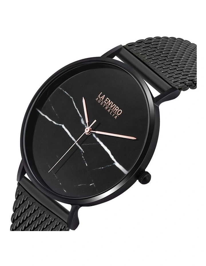 Watch with Mesh Strap Marble 40mm in Black