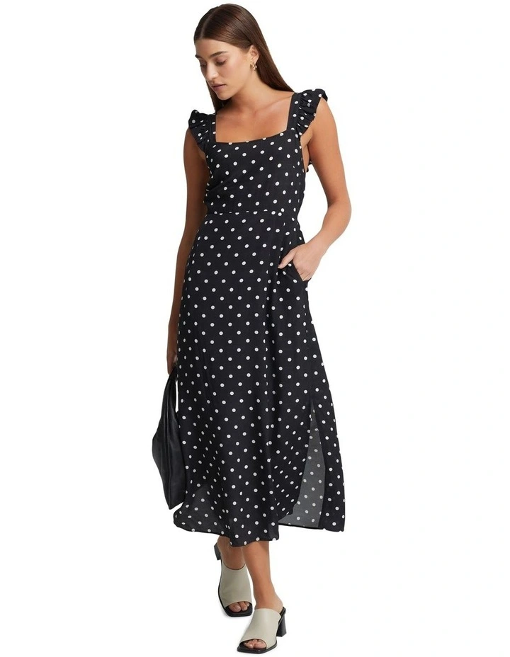 Laura Spot Dress in Black/Ivory