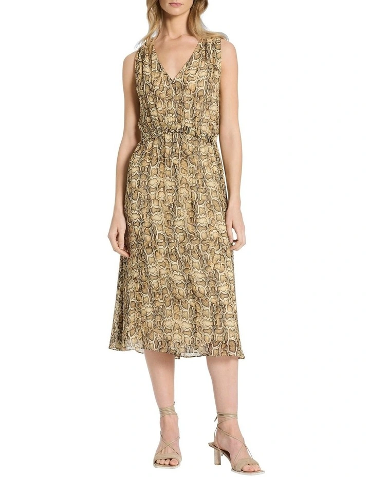 Teba Tie Shoulder Dress in Sandstone Multi