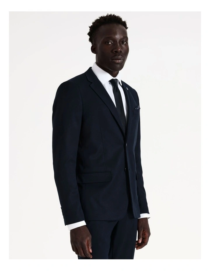 Slim Textured Suit Jacket in Navy