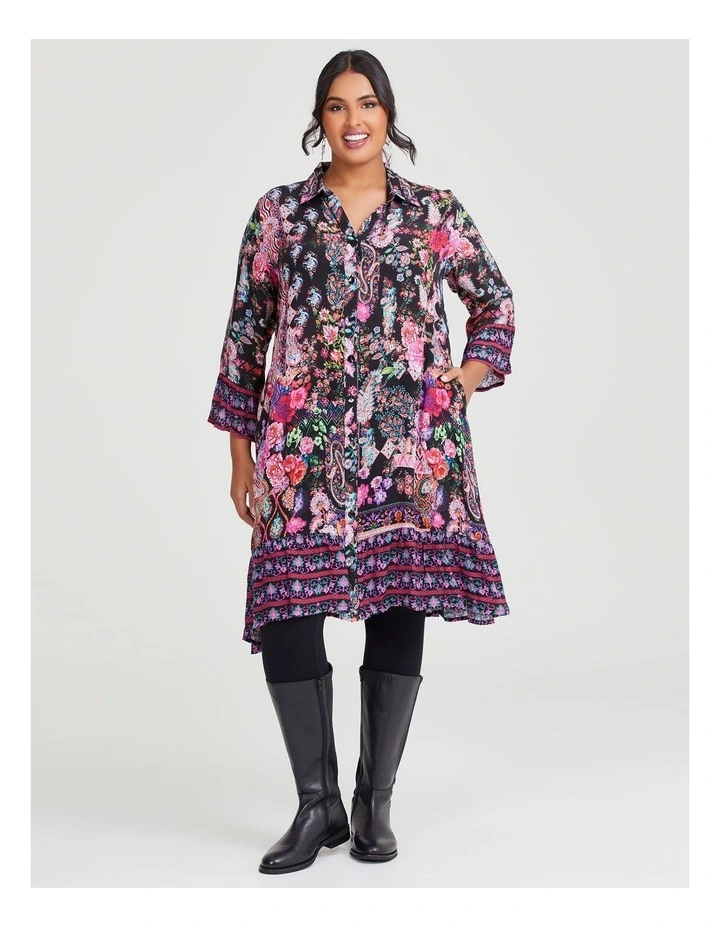 Natural Winter Garden Shirt Dress in Print