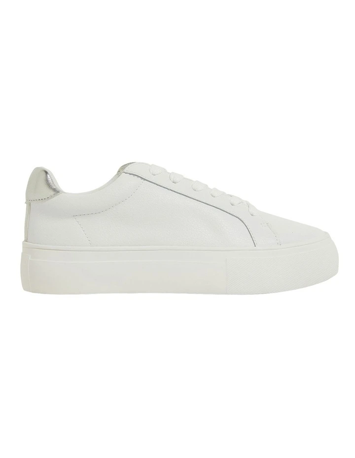 Frenzy Sneakers in White/Silver Leather