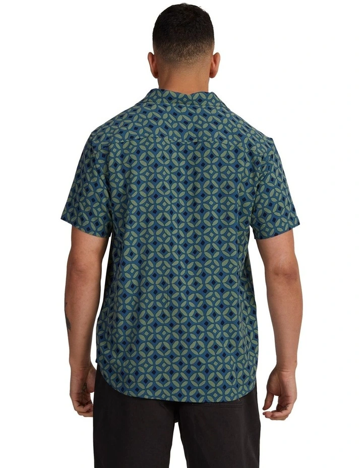 Dark Botanical Shirt in North Sea