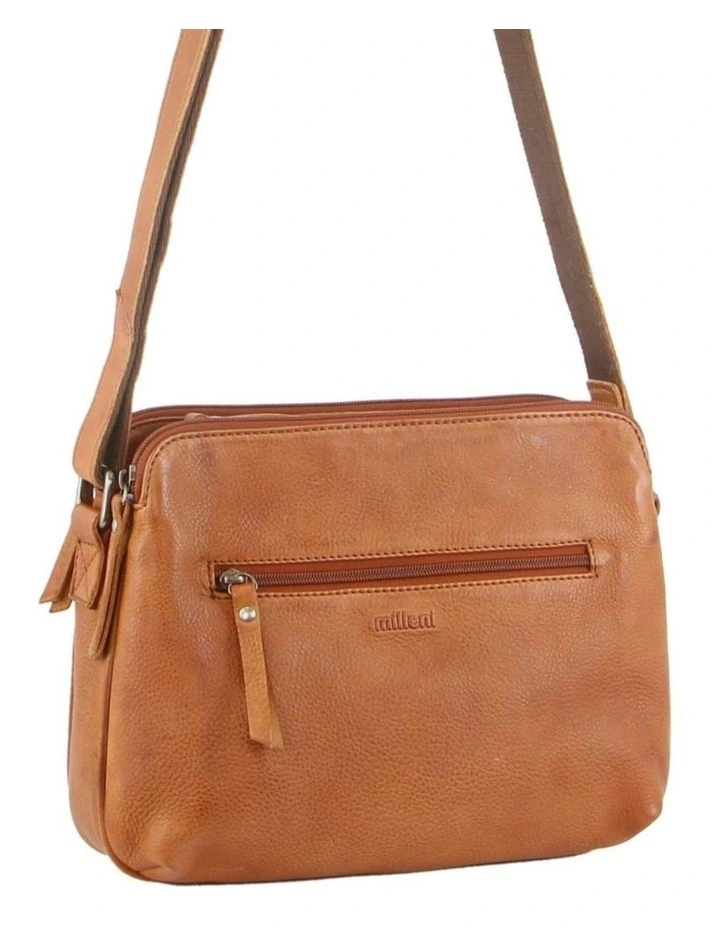 Nappa Leather Cross-Body Bag in Cognac