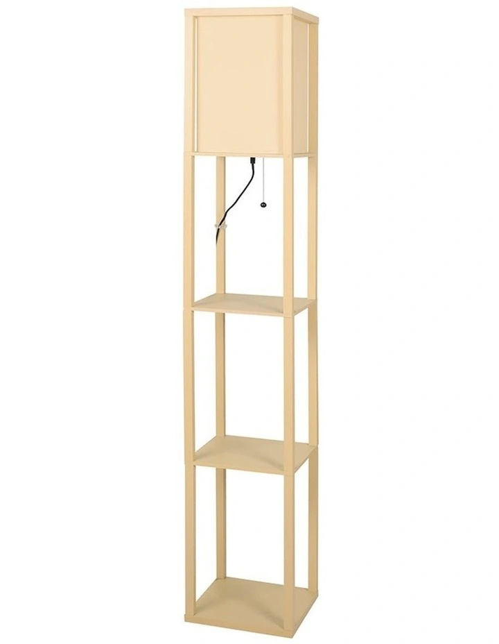 3 Tier Storage Shelf LED Floor Lamp in Khaki