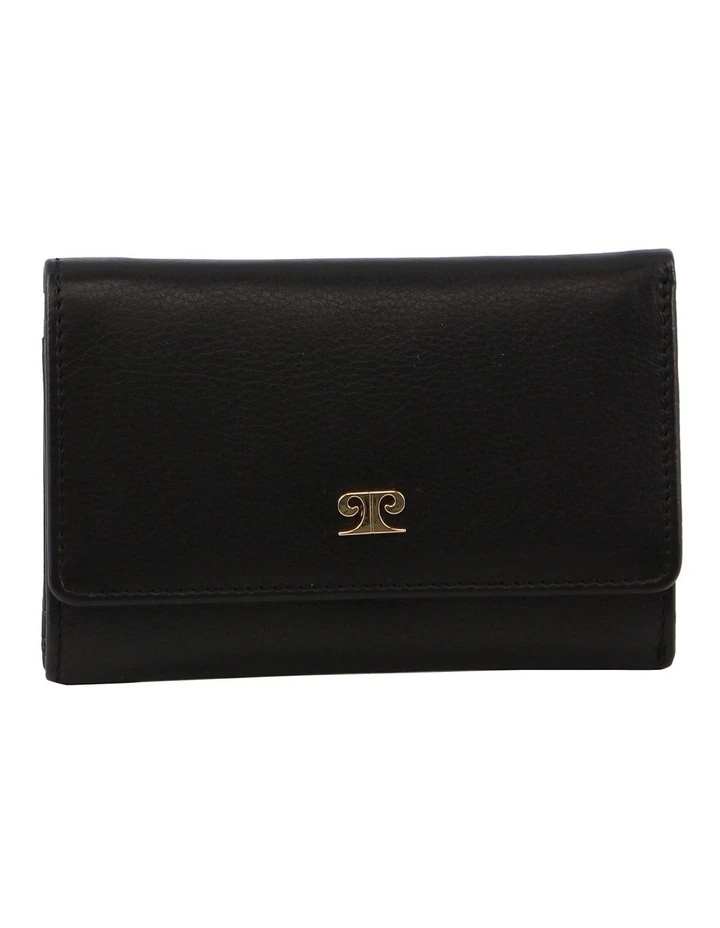 Leather Large Tri-Fold Wallet in Black