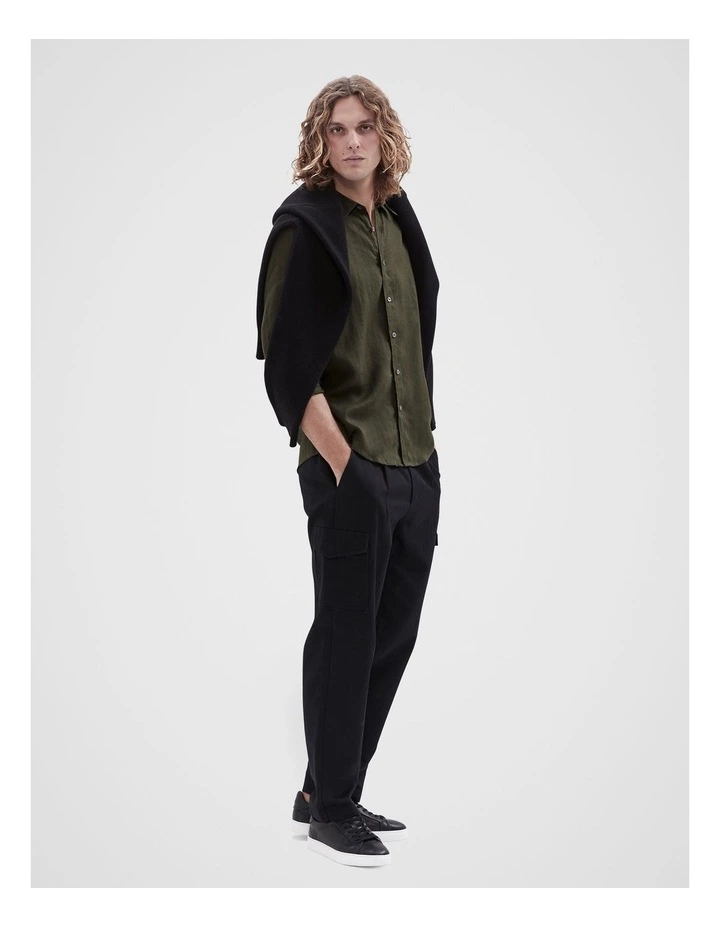 Linen Regular Fit Shirt in Olive