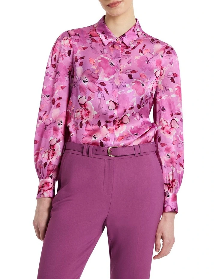 Joan Silk Shirt in Dusk Purple