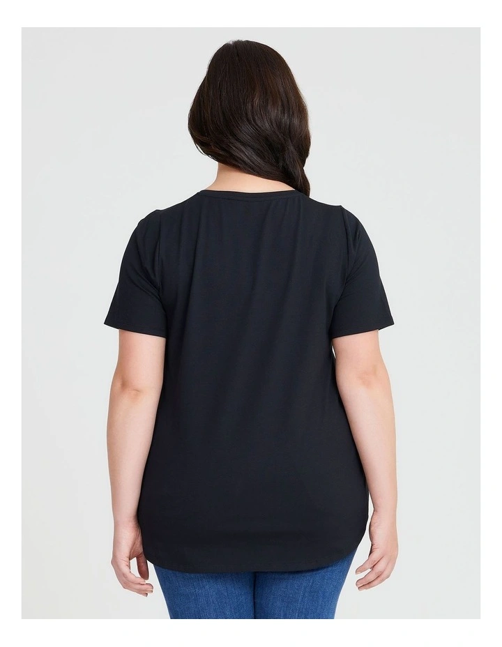 Australian Cotton V-neck Tee in Black