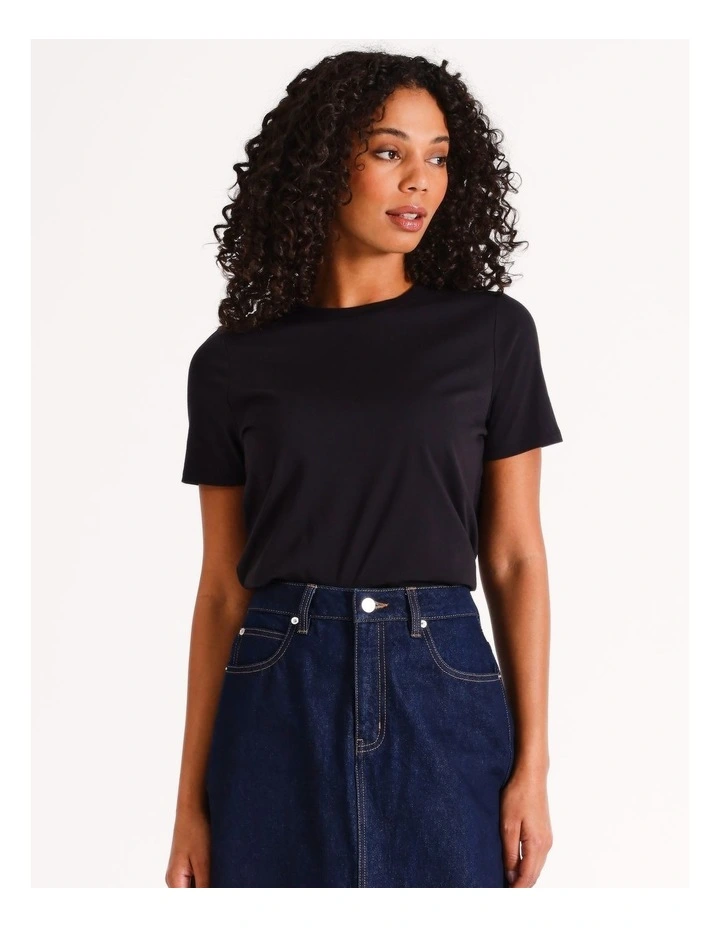 Short Sleeve Crew Neck Tee in Charcoal