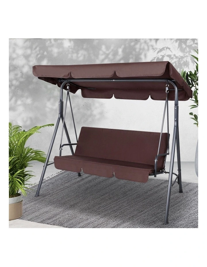 3 Seater Canopy Swing Chair in Brown