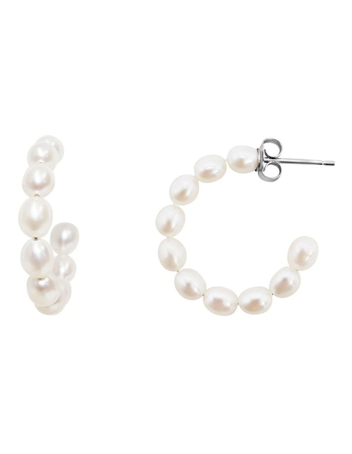 Pearl Hoops Earring in White