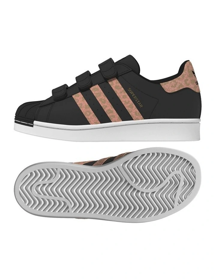 Superstar Animal Self-Fastening Pre-School Sneakers in Black