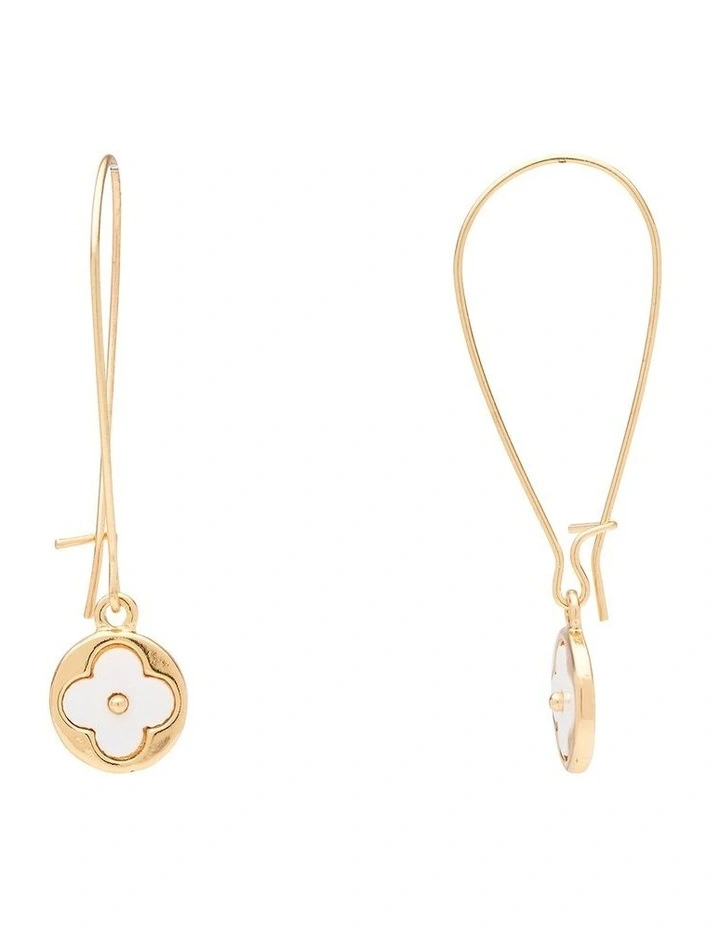 Floral Thread White Gold Drop Earring