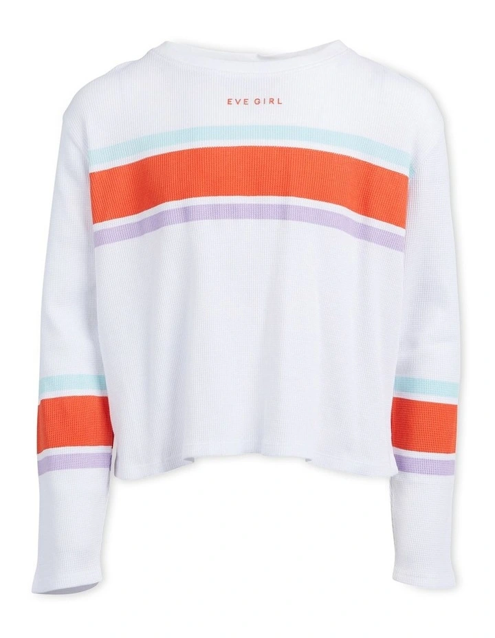 Florence Long Sleeve Waffle Tee (8-16 Years) in White