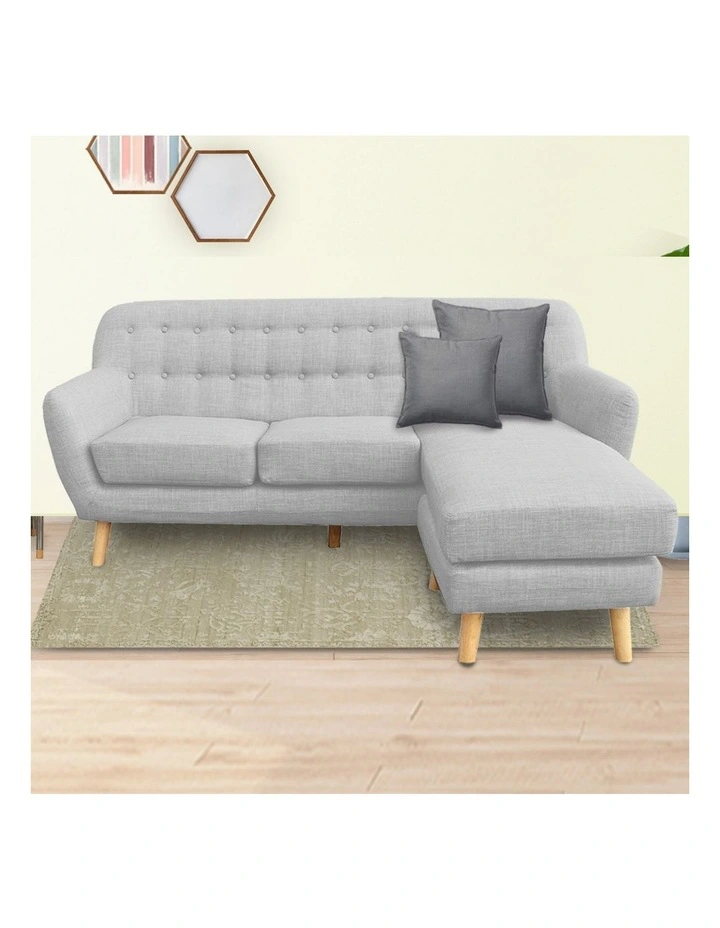 Linen Corner Sofa Couch Lounge L-shaped with Left Chaise Light Grey