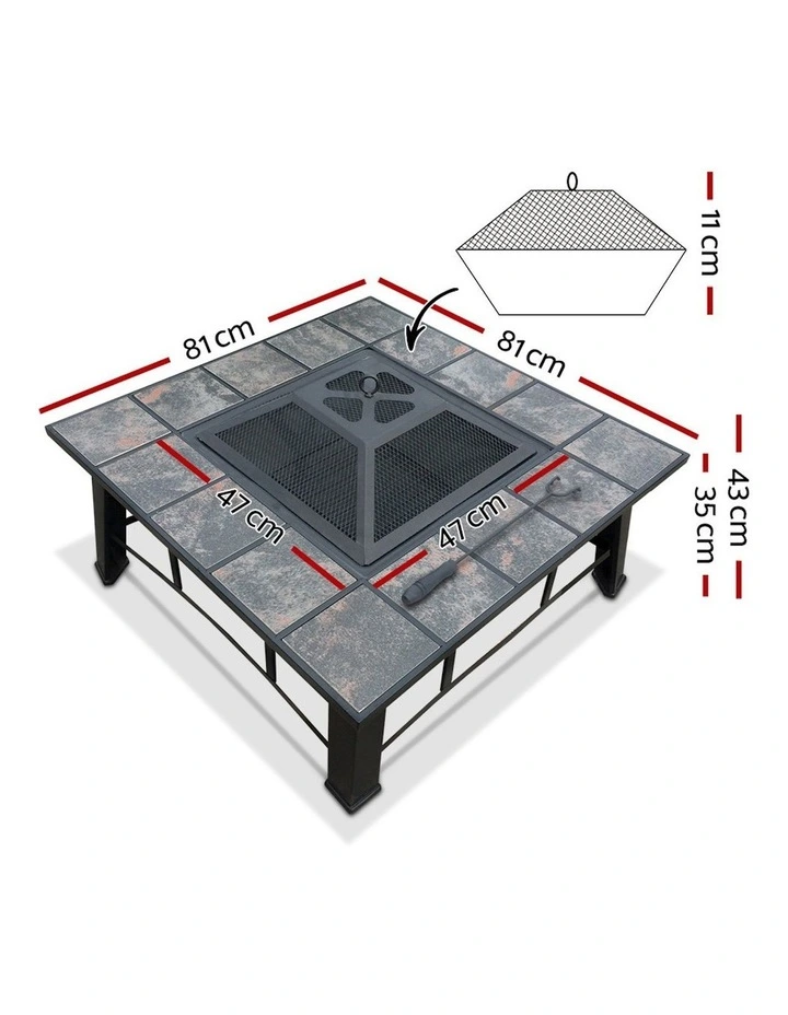 Outdoor Fire Pit BBQ Table Grill in Grey