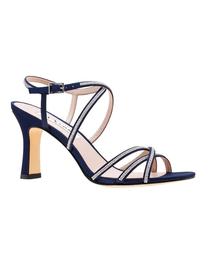 Anna Sandals in Navy Satin