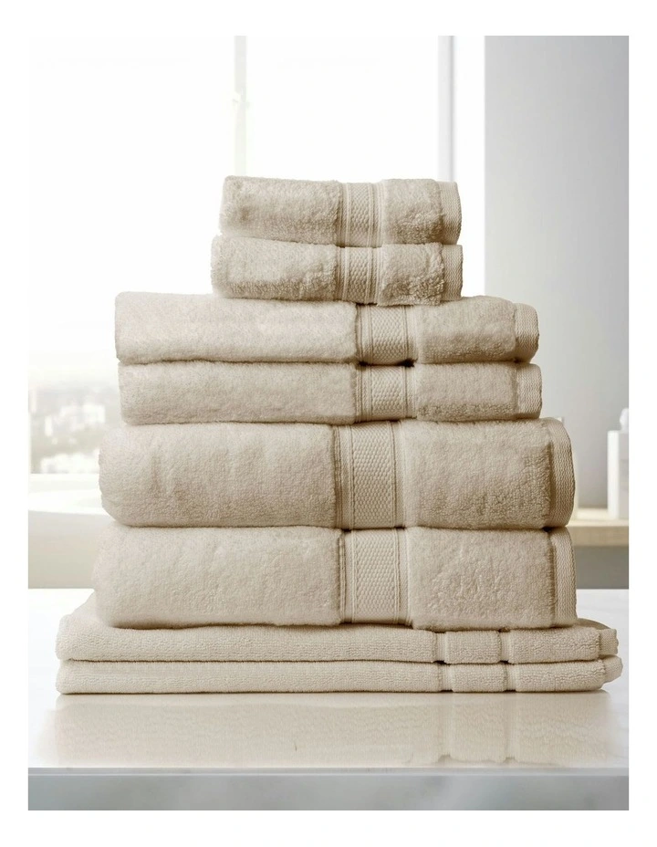 Zero Twist Luxury Plush Towel Set 8 Piece in Beige