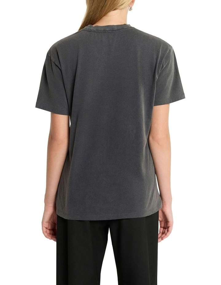 Leopard Rock Tee in Washed Black