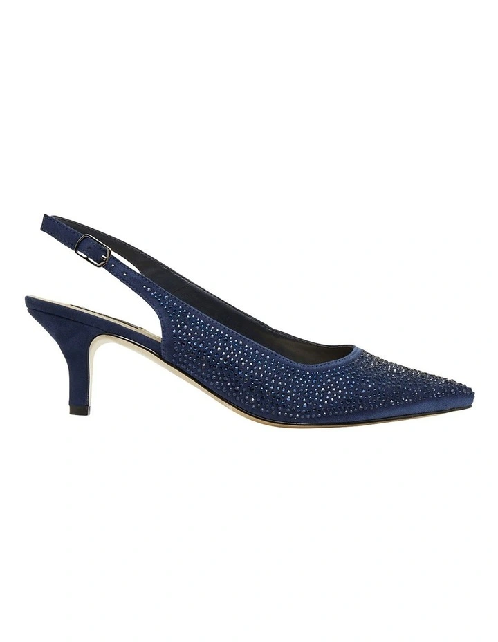 Teagan Navy Fabric Heeled Shoes