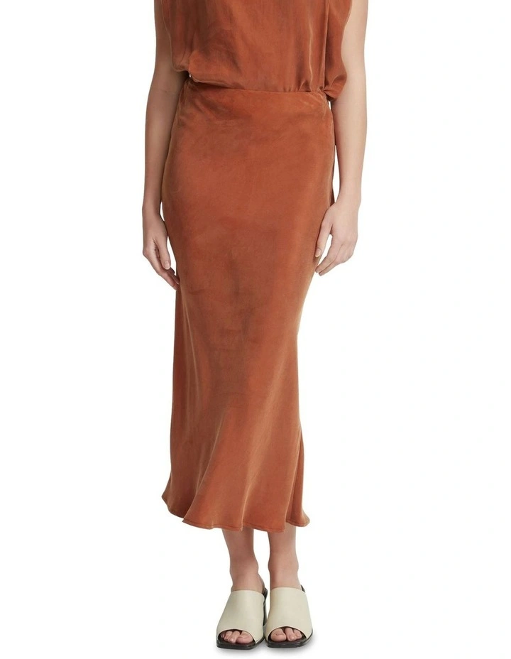 Adele Bias Cut Skirt in Copper