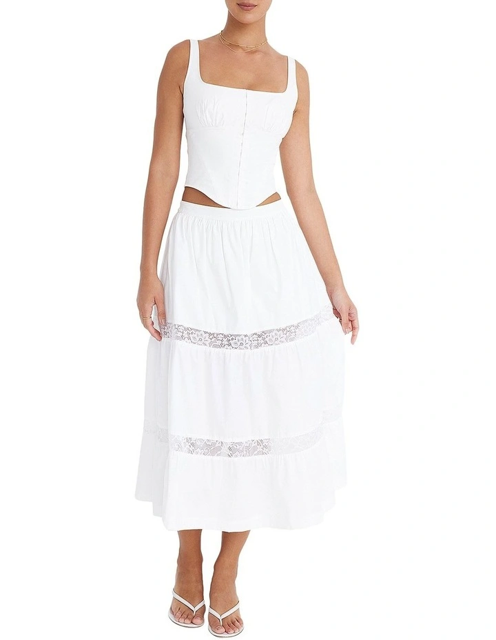 Panelled Midi Skirt in White