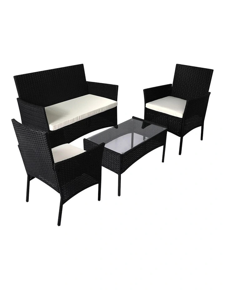 Outdoor Furniture Table Chair Set 4 Piece in Black