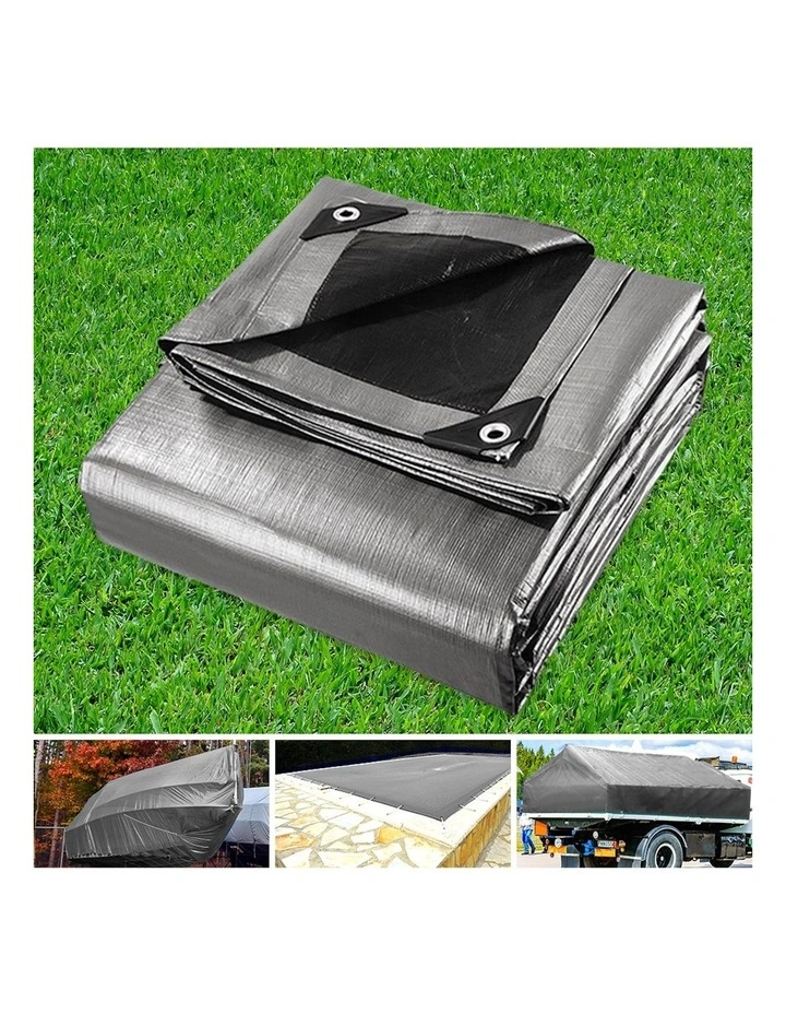 Tarp Tarpaulin Canvas Camping Sun Cover 3.6x4.8m in Silver