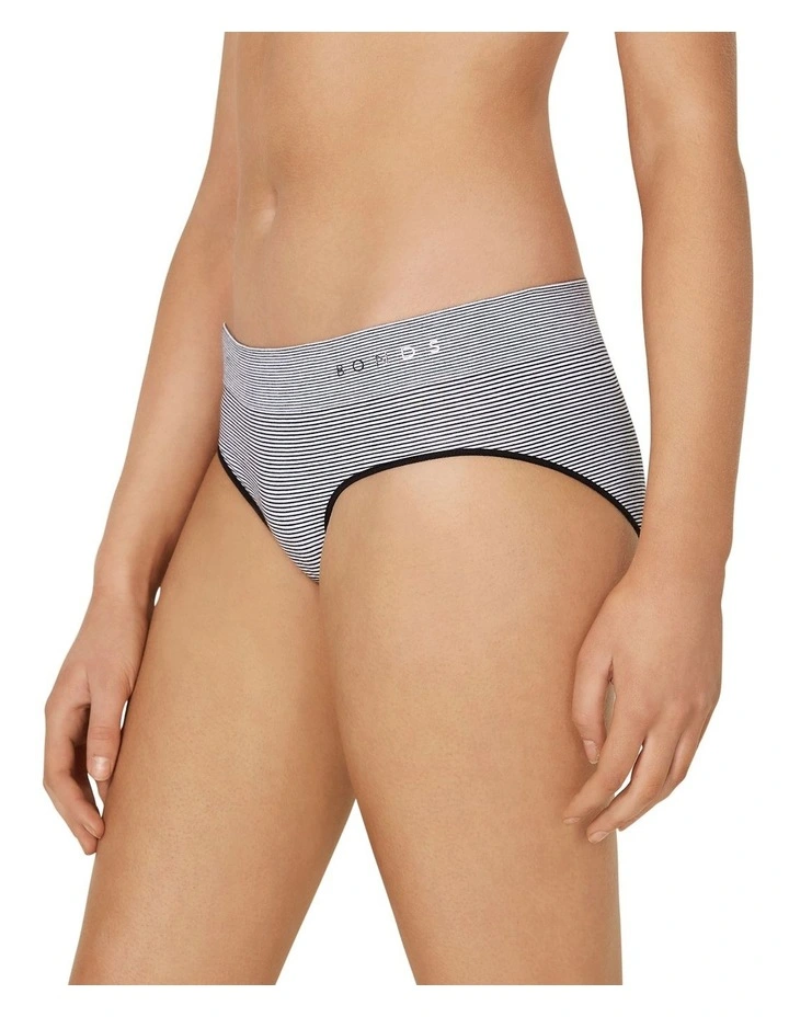 Seamless Mini Stripe Midi Brief in Black/White
