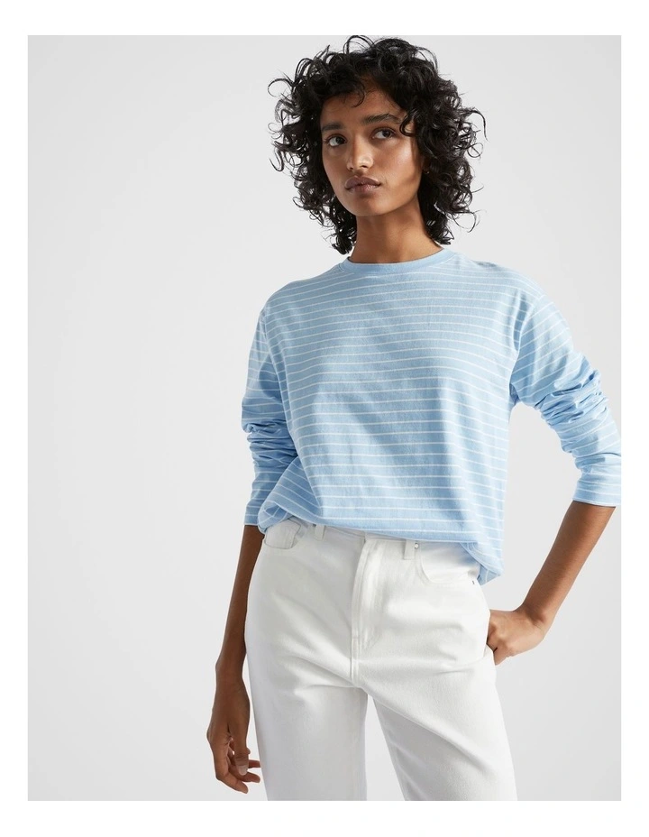 Long Sleeve Stripe Top in Capri Stripe
